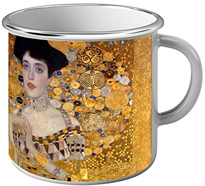 Fabulous Mug Métal Tasse Peinture Gustav Klimt Portrait d'Adèle Bloch Bauer I Art Vintage Original Or Doré