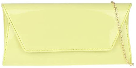 Girly Handbags - Borsa frizione ordinaria lucida, Giallo (limone), 0