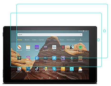 RLTech Screen Protector for All-new Fire HD 10, 9H Tempered Glass [Anti-Scratching] [Bubble-Free] Screen Protector for All-new Fire HD 10 9th generation (2019 release), 2 PACK