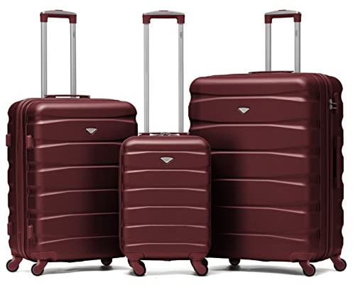 Flight Knight ABS Leichtgewicht Reisekoffer Koffer 3 Groben Kompatibel Mit Air Berlin, Lufthansa, Eurowings, easyJet, Ryanair Und Viele Mehr! Handgepack & Grober Koffer Mit 4 Rollen.