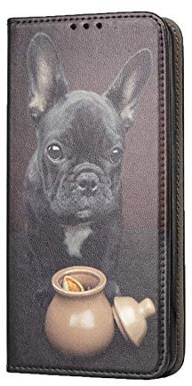 Hülle für iPhone 7 / 8 / SE 2020 Handyhülle Motiv 1451 Französische Bulldogge Hund Schwarz Welpe Premium Smart aus Kunstleder einseitig bedruckt HandyCover Handyhülle für iPhone 7 / 8 / SE 2020 Hülle