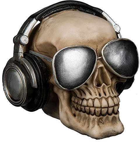 MIK funshopping Spardose Sparbüchse Im Totenkopf-Design (Schädel mit Kopfhörer und Sonnenbrille)