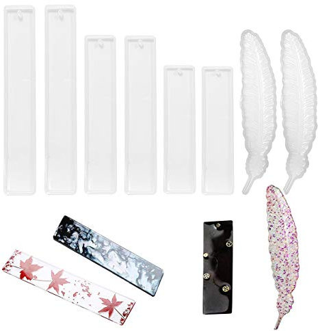 Rechteckige Feder-Lesezeichen-Harz-Formen, 8 Stück, Silikon-Formen für Epoxidharz, Schmuck, DIY, Handwerk
