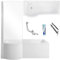 ECOLAM Baignoire d'angle en acrylique Inspiro 170x70 cm | version gauche | tablier en acrylique | paroi en verre | pieds siphon et silicone | set complet | baignoire en acrylique blanc
