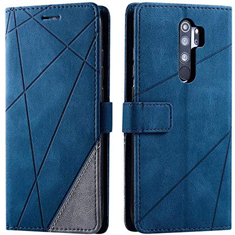 SONWO Hülle für Xiaomi Redmi Note 8 Pro, Premium Leder PU Handyhülle Flip Case Wallet Silikon Bumper Schutzhülle Klapphülle für Xiaomi Redmi Note 8 Pro, Blau