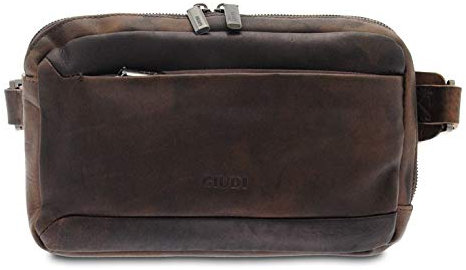 Giudi ® - Gürteltasche Herren, Herrentasche, echtes Leder, handgefärbtes Leder, Made in Italy - 11377/TM/DEV, T.moro, 16,00 x 27,00 x 5,50 cm