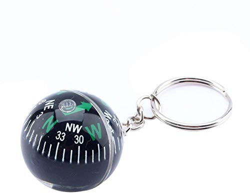 Keenso Ball Schlüsselbund Kompass, 28mm Ball Schlüsselbund Flüssiggefüllter Kompass Ball Kompass mit Schlüsselanhänger für Ausflüge Wandern Camping Reisen Jagen Überleben im Freien