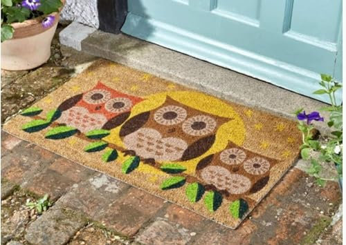 Garden Mile Decoir Doormat Door Mats Natural Look Mats Slip Resistant PVC Backing Safe Anti-Slip Indoor Outdoor Use Animal Themed (Hooters Owls)