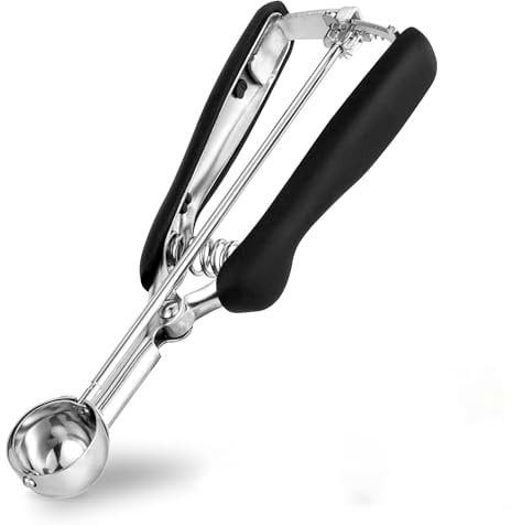 Cuillère à glace 30mm, TJ POP Petite Cuillère à Glace en Acier Inoxydable avec Gâchette et Poignée Confortable pour Boule à Glace, Pâtisserie, Boule à Melon