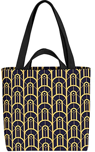 VOID Art Deco Muster Blau Retro Tasche 33x33x14cm,15l Einkaufs-Beutel Shopper Einkaufs-Tasche Bag