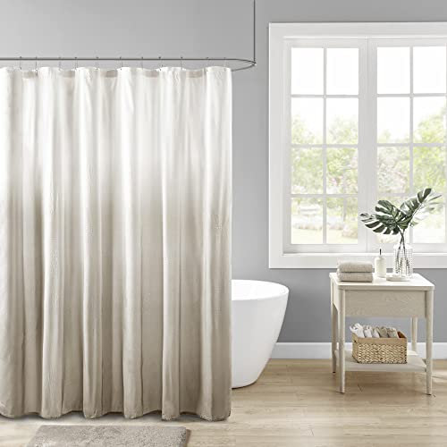 Madison Park Ara Duschvorhang, Seersucker-Design, Ombré-Druck, modernes Badezimmer-Dekor, maschinenwaschbar, Stoff-Sichtschutz, 72 x 72 cm, Taupe