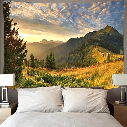 Tinnfea Wandteppich Wandtuch Sonnenuntergang Wald 200x300cm Tapestry Wall Hanging Room Decor Aesthetic, Wanddeko Schlafzimmer Wohnzimmer Polyester Tapisserie Wandkunst Dekore 78x118in