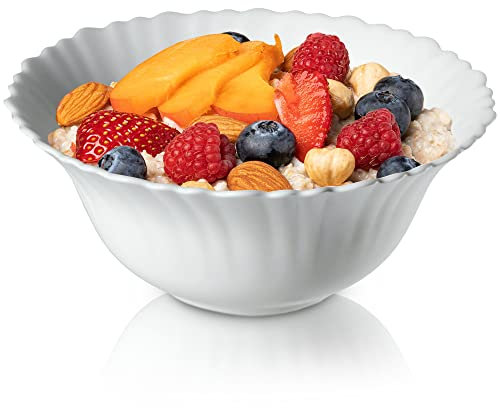 KADAX cuenco de vidrio templado, cuenco, frutero, ensaladera, postre, cereal, sopa, snack, apto para lavavajillas (∅ 16 cm, blanco)
