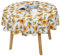 Qucover Tischdecke Rund 150cm mit Sonnenblumen Muster Motiv Tischtuch Abwaschbar Schmutzabweisend aus Polyester Nicht 100% Wasserdicht für Küche Garten Weiß & Gelb Modern