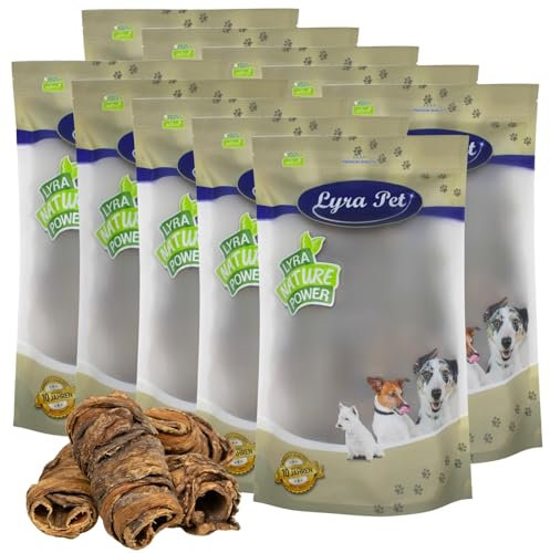 Lyra Pet® 10 kg Wraps aus Rinderlunge und Strossen Kausnack Kauartikel für Hunde