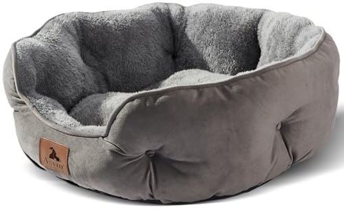 Asvin Large Dog Bed for Large Dogs, Large Cat Beds for Indoor Cats, Pet Bed for Puppy and Kitty, Extra Soft & Machine Washable with Anti-Slip & Water-Resistant Oxford Bottom, Grey, 35 inches