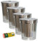 Jinfa Juego de 4 cubos de metal con asas y tapa + 30 bolsas de basura | Zinc | 62L