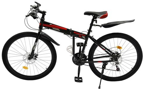 Fetcoi Fahrrad 26 Zoll 21-Gang Mountainbike Jungen Mädchen MTB Klapprad Fahhrad Klappbar Bike Geeignet ab 160-190cm | Doppelte Mechanische Scheibenbremsen | Federgabel | EU Stock (Typ A)