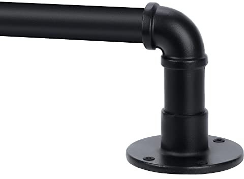 Industrielle Gardinenstange, 2,5 cm Gardinenstange, Gardinenstangen für Fenster 66 bis 120, Outdoor-Gardinenstange, hängende Gardinenstange, schwarze Gardinenstange, rustikale Gardinenstange,