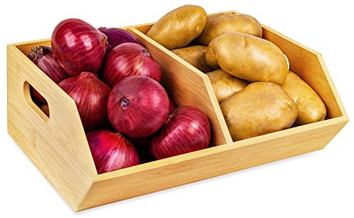 otovioia Bamboo Storage Bin for Kitchen Organizer, Pantry Organization and Storage Basket, Versatile Containers for Produce, Fruit, Bread, Vegetable, Potatoes, Onions, and Garlic