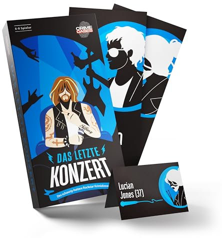 CRIMECASES Krimidinner für 6-8 Spieler: Das letzte Konzert | Das schaurig-heitere Rockstar Krimi Dinner für 6 bis 8 Personen | Mörderische Dinnerparty ab 14 Jahren
