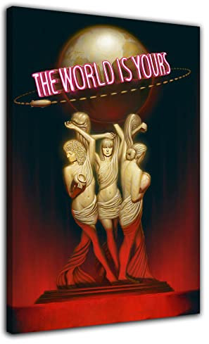 Scarface Poster Retro Classic Movie Wall Art Bild Druck Leinwand Gemälde Modern Wohnzimmer Ästhetische Dekor Poster (60 x 90 cm), Gerahmt