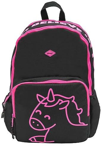 Mr.Wonderful – Backpack Einhorn mit doppeltem Reißverschluss, Schwarz – Time to believe in you