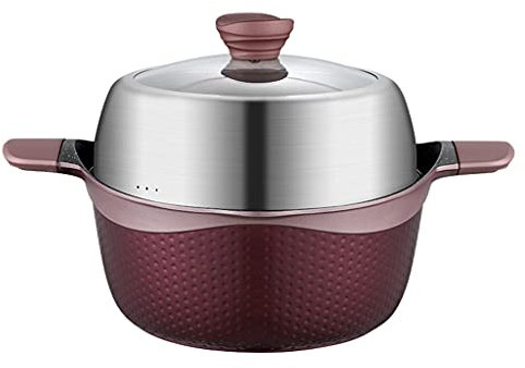 OQHAIR Dampfgarer Edelstahl-Haushalts-Doppelschicht-Dampfgarer für gedämpfte Brötchen, gedämpften Fisch, Gasherd für den allgemeinen Gebrauch (Größe: 28 cm) (24 cm)