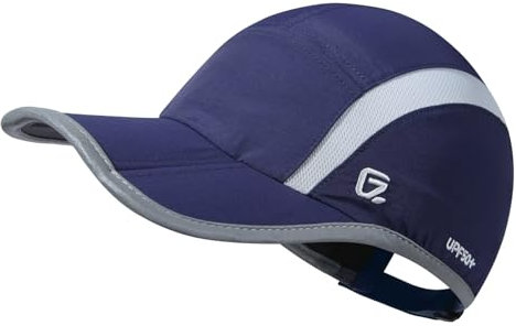 GADIEMKENSD Quick Dry Sports Hat Lightweight Breathable Soft Outdoor Run Cap (Folding Series, Navy)