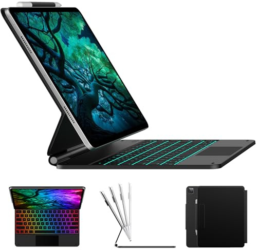 typecase Keyboard Case for iPad Pro 12.9 (6th, 5th, 4th, 3rd Gen),Magic Keyboard for iPad Pro 12.9, Magnetic Keyboard Case with Multi-Touch Trackpad, 11 Colors Backlight,Black