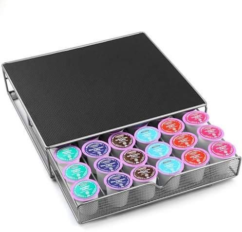 ROWISE Coffee Pod Drawer, K-Cup Holder Drawer for 36 Coffee Pods Storage, Under Coffee Pot Storage and Sliding Drawer, Office or Home Kitchen Counter Organizer