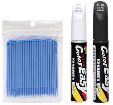 Doukesh Stylo Retouche Peinture,Stylo Retouche Voiture avec Pinceau pour Retouche Voiture,Retouche Peinture Voiture,Peinture De Retouche Pour Voiture,Rayures Réparation De Peinture,Noir,Blanc,12ml