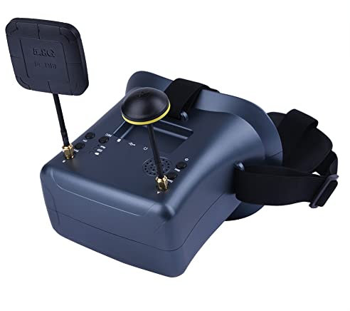 Juwaacoo 008D FPV-Brille 5,8 GHz 40-Kanal-Empfänger mit DVR 3,7 V/2000 MAh 4,3 HD LCD 16:9 für Racing Drone BWhoop Drone