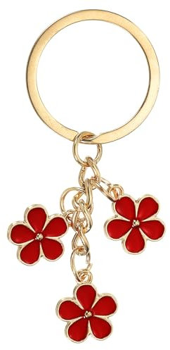 PATIKIL Porte-Clés en Forme de Fleur, Charmant et Émaillé, Pendentif de Porte-Clés Floral pour Femmes, Décoration de Sacs à Main et de Sacs, Rouge Foncé