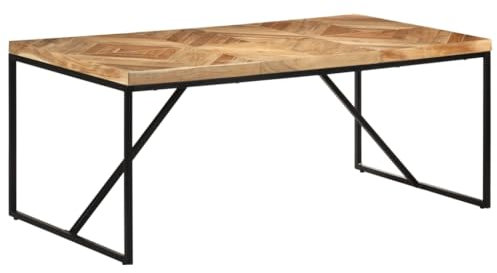 Willood Esstisch 180x90x76 cm Akazie und Mango Industriestil Küchentisch Esszimmertisch Holztisch Speisetisch Tisch Esszimmer Küche Massivholz Schwarz