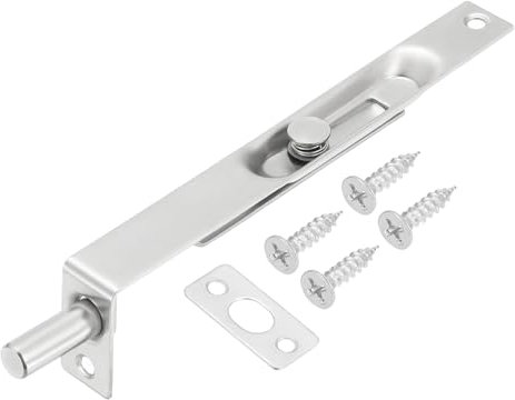 PATIKIL Perno de Embutir 6 x 0.71, Cerradura de Puerta Francesa de Acero Inoxidable Deslizante Oculta Doble Pestillo para Puerta Doble de Madera Compuesta, Tono Plateado