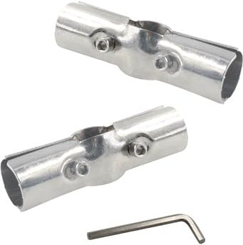 AUXBC 2Pcs OD 1(25MM) Joint Pipe Clamp, Structural Pipe Connector 3 Way Joint Pipe Fitting, Stainless Steel End Clamps for Panel Pipe Clamps Chain Link Fence Parts, Silver