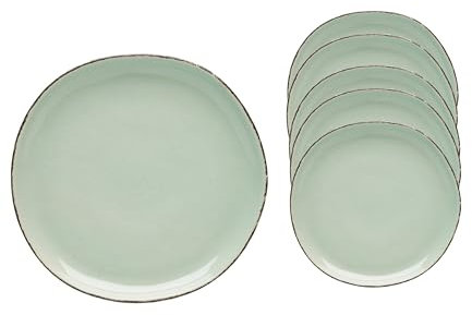 Van Well | Platos de postre Urban, 20 cm, verde, juego de 6 – gres para desayuno, platos de postre redondos, platos de postre