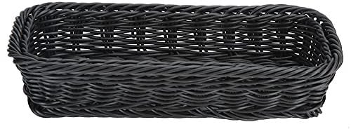 Creative Imitation Rattan Knife and Fork Basket Chopsticks Storage Basket Restaurant Desktop Special Storage Basket draining Basket Black Large L300 * W110 * H70MM (Small Size L240*W110*H50MM)