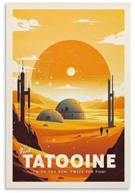 Vintage Moive Travel Tatooine Minimalistisches Star The Wars-Poster auf Leinwand, Wandkunst, Bauernhaus, Galerie, ästhetische Raumdekoration für Schlafzimmer, Badezimmer, 20 x 30 cm