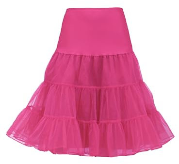 Wikoan Jupon sous Robe Femme Jupon Années 50 A-Ligne Jupe Tulle pour Femmes Rockabilly Fond de Robe Vintage Petticoat Rouge Rosé L
