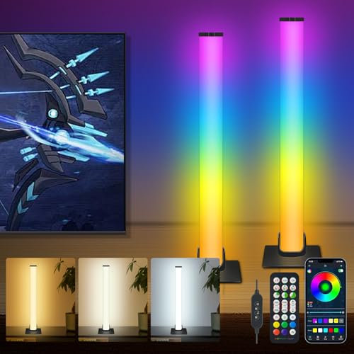 Bowfar RGBICWW Barre lumineuse LED, rétroéclairage TV, alimentation USB, lampe d'ambiance avec télécommande, synchronisation de musique et commande par application, éclairage LED à intensité variable