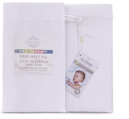 DAMAREL SMART WELLNESS TEX-THERAPY 3-teiliges Baby-Bettwäsche-Set für Kinderbett oder Moseskorb, 100 % Perkal-Baumwolle, Fadenzahl 200, mercerisiert und sanforisiert (Weiß, 60/120)