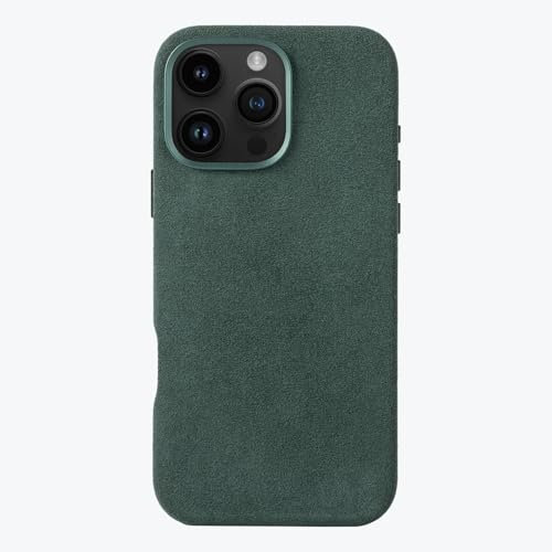 ALTRAALMA Alcantara Phone Case for iPhone 16 Series, Compatible with Magsafe Wireless Charging, Alcantara Full-Wrap Phone Case (iPhone16 Pro Max, Forest Green)