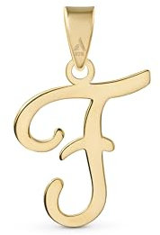 Amberta 9 Karat Gold Italian Charms Anhänger für Damen und Herren | Buchstaben Anhänger Gold | Buchstabenanhänger Für Ketten | Alphabet Anhänger Gold: Charm Buchstabe Gold Letter F
