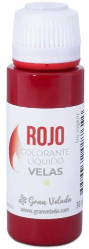 Gran Velada - Colorante Líquido para Velas Rojo 30 ml | Ideal para Velas Artesanales | Pigmento de Calidad | Listo para Usar