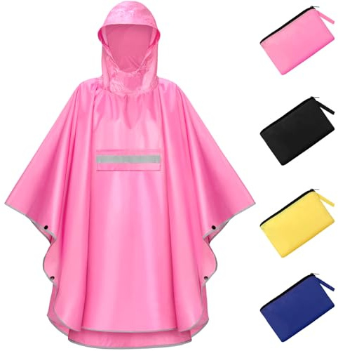 NEWIROVE Regencape Kinder, Unisex Regen Poncho Wasserdicht Regenponcho Regenkleidung Kinder Mit Reflektierender Poncho Regen Leichter Regenjacke 120-160cm