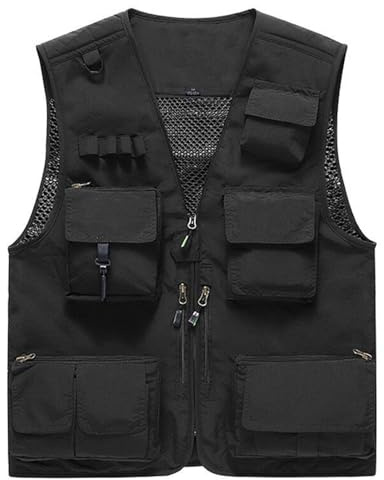 Vivikivi Herren Outdoor Weste Anglerweste Sommer Leicht Schnelltrockenweste Ärmellos Weste mit Viele Taschen für Angeln Safari Camping Wandern Reisen Cargo Jagd Sport