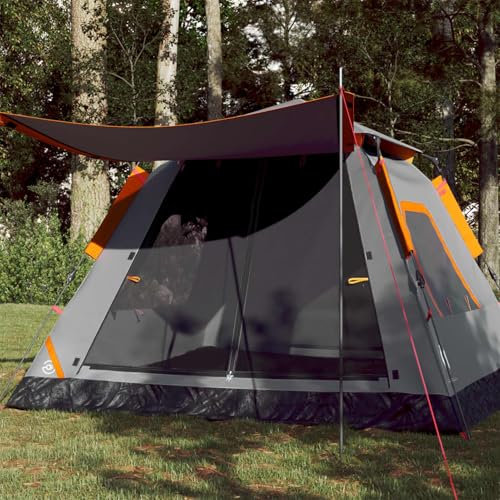 Somanki Kuppel-Campingzelt 5 Personen Grau und Orange Quick Release, Caming Zelt, Camping Tents, Camping-Zelt - 4004148