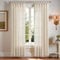 TOPICK Gardinen mit Schlaufen Leinen Vorhänge für Wohnzimmer Schlafzimmer Stores Fenster Halbtransparent Lichtfilterung Vorhang Bauernhaus Landhausstil Gardine küche 2er Set 140Bx225H (cm) Roh